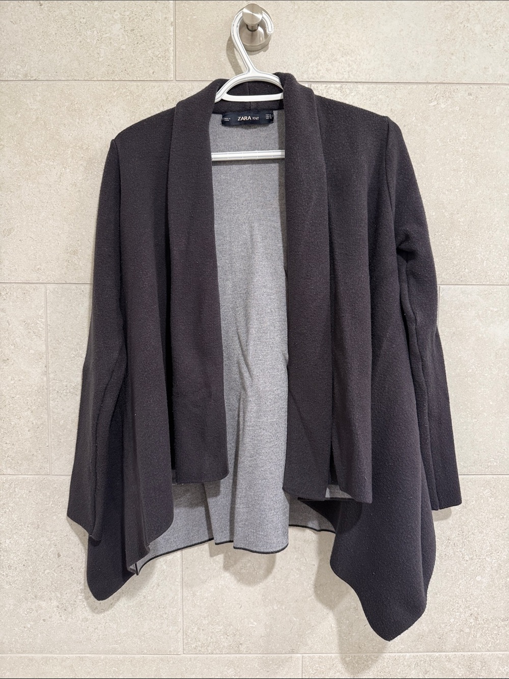 Zara Black Open Drape Knit Cardigan size Small